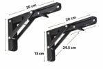 Anubhav Janni Bracket 20 Cm Folding Shelf Brackets Heavy Duty Collapsible Bracket Black DIY L For Workbench Table Hinge Stainless Steel Wall Mount Hinge With Screws Pair Foldable Set (1 Pair) - Image 2