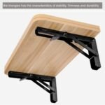 Anubhav Janni Bracket 20 Cm Folding Shelf Brackets Heavy Duty Collapsible Bracket Black DIY L For Workbench Table Hinge Stainless Steel Wall Mount Hinge With Screws Pair Foldable Set (1 Pair) - Image 4