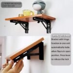 Anubhav Janni Bracket 20 Cm Folding Shelf Brackets Heavy Duty Collapsible Bracket Black DIY L For Workbench Table Hinge Stainless Steel Wall Mount Hinge With Screws Pair Foldable Set (1 Pair) - Image 6