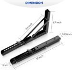 Anubhav Janni Bracket 30 Cm Folding Shelf Brackets Heavy Duty Wall Mount Black Metal Braces Space Saving Collapsible Support Hinges DIY Kitchen Garage Workbench Laundry Room Table (1 Pair) - Image 2