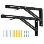 Anubhav Janni Bracket 30 Cm Folding Shelf Brackets Heavy Duty Wall Mount Black Metal Braces Space Saving Collapsible Support Hinges DIY Kitchen Garage Workbench Laundry Room Table (1 Pair) - Image 5