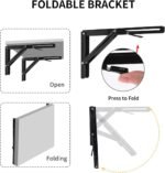 Anubhav Janni Bracket 30 Cm Folding Shelf Brackets Heavy Duty Wall Mount Black Metal Braces Space Saving Collapsible Support Hinges DIY Kitchen Garage Workbench Laundry Room Table (1 Pair) - Image 8
