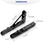 Anubhav Janni Bracket 40 Cm L Angle Heavy Duty Foldable Wall Mounted Shelf Set With Release Arm Mechanism Wooden Board Folding Heavy Duty Collapsible Wall Mounted Workbench Table (1 Pair) - Image 3