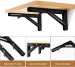Anubhav Janni Bracket 40 Cm L Angle Heavy Duty Foldable Wall Mounted Shelf Set With Release Arm Mechanism Wooden Board Folding Heavy Duty Collapsible Wall Mounted Workbench Table (1 Pair) - Image 6