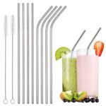 Anubhav Janni Steel Straw Stainless Straws For Drinking With Brushes Inches BP Free Metal Thick Long Reusable Juice Drinks Kids And Adults Straws Sipper Cleaning Bush (Pack Of 4 Pcs)