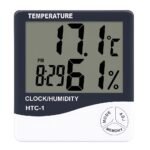 Anubhav Janni Temperature Htc Clock Digital Indoor and Humidity Meter Clock High Precision Hygrometer Thermometer Alarm Big LCD Display Wall Mounted or Desktop For Home Office (Pack Of 1 Pcs)