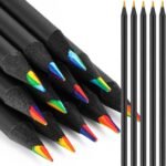 Anubhav Janni Rainbow Pencil 12Pcs Pencils Colored Pencil Fun Pencils Kids Kids Colors Adults Art Supplies Girls Boys Black Wooden Multi Coloring Drawing Sketching Rainbow (Set Of 12 Pcs)