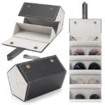 Anubhav Janni 5 Slot Sunglasses Box Organizer Compact Travel Glasses Case Multiple Pairs Eyeglasses Storage Hanging Eyewear Men Faux Leather Case Organizer Holder Sunglass (Pack Of 1 Pcs)