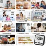 Anubhav Janni Kitchen Timer Black Stopwatch Study Screen 24hr Digital Display Magnetic Retractable Stand Students Cooking Back Foldable Cooking Workout Stopwatch Digits Alarm (Pack Of 1 Pcs) - Image 7