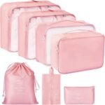 Anubhav Janni Travel Bag Pink Organizer Pouch Packing Cubes for Clothes Space Savers Bags Cosmetics Underwear Socks Shoes Toiletry Laundry Organiser pouche Cosmetics Makeup Shoes (Set Of 7)