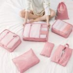 Anubhav Janni Travel Bag Pink Organizer Pouch Packing Cubes for Clothes Space Savers Bags Cosmetics Underwear Socks Shoes Toiletry Laundry Organiser pouche Cosmetics Makeup Shoes (Set Of 7) - Image 2