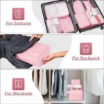 Anubhav Janni Travel Bag Pink Organizer Pouch Packing Cubes for Clothes Space Savers Bags Cosmetics Underwear Socks Shoes Toiletry Laundry Organiser pouche Cosmetics Makeup Shoes (Set Of 7) - Image 5