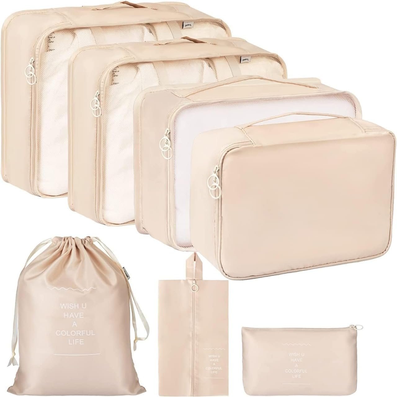 Anubhav Janni 7 Pcs Travel Bag Cream Packing Cubes Travel Organizer Bags Luggage Clothes Space Savers Suitcase Cosmetics Underwear Socks Shoes Toiletry Laundry Luggage Organizers (Set Of 7) Anubhav Janni 7 Pcs Travel Bag Cream Packing Cubes Travel Organizer Bags Luggage Clothes Space Savers Suitcase Cosmetics Underwear Socks Shoes Toiletry Laundry Luggage Organizers (Set Of 7) - Image 1