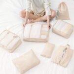 Anubhav Janni 7 Pcs Travel Bag Cream Packing Cubes Travel Organizer Bags Luggage Clothes Space Savers Suitcase Cosmetics Underwear Socks Shoes Toiletry Laundry Luggage Organizers (Set Of 7) - Image 5