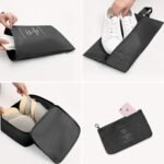 Anubhav Janni 7 Pcs Travel Bag Black Organizer Set Packing Cubes With Shoe Bag Printed Storage Bags For Clothes Makeup Toiletries Clothes Space Savers Cosmetics Underwear Socks Shoes (Set Of 7) - Image 4