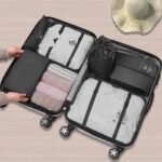 Anubhav Janni 7 Pcs Travel Bag Black Organizer Set Packing Cubes With Shoe Bag Printed Storage Bags For Clothes Makeup Toiletries Clothes Space Savers Cosmetics Underwear Socks Shoes (Set Of 7) - Image 7