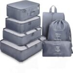 Anubhav Janni Travel Bag Grey Organizer Pouch Packing Cubes for Clothes Space Savers Bags Cosmetics Underwear Socks Shoes Toiletry Laundry Organiser pouche Cosmetics Makeup Shoes (Set Of 7)