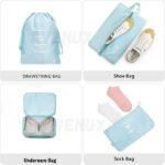 Anubhav Janni Travel Bag Sky Blue Organizer Pouch Packing Cubes for Clothes Space Savers Bags Cosmetics Underwear Socks Shoes Toiletry Laundry Organiser pouche Cosmetics Makeup Shoes (Set Of 7) - Image 4