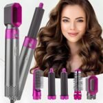 Anubhav Janni 5 In 1 Hair Styler Air Brush Dryer Volumizer Tool Women Detachable Blow Brush Straightener Curler Crimper Auto Wrap Rotating Comb Ionic Technology Salon Home (Pack Of 1 Pcs)