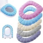 Anubhav Janni Toilet Seat Cover Pads Washable Soft Flannel Cushion Lid Comfortable Warm Mat Pad Seats Warmer Cover Standing Mat Western Pads elastic Reusable Thicker Bathroom (Pack Of 1 Pcs)