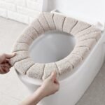 Anubhav Janni Toilet Seat Cover Pads Washable Soft Flannel Cushion Lid Comfortable Warm Mat Pad Seats Warmer Cover Standing Mat Western Pads elastic Reusable Thicker Bathroom (Pack Of 1 Pcs) - Image 2