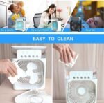 Anubhav Janni Portable Mini Fan Air Cooler Room Cooling Wind Speeds Spray Modes Timer Compact AC Home Office Dorm Travel Timer Speeds Office Home Dorm Travel Water Tank (Pack Of 1 Pcs) - Image 3