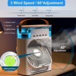 Anubhav Janni Portable Mini Fan Air Cooler Room Cooling Wind Speeds Spray Modes Timer Compact AC Home Office Dorm Travel Timer Speeds Office Home Dorm Travel Water Tank (Pack Of 1 Pcs) - Image 5