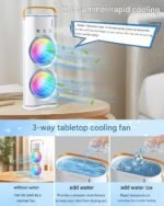Anubhav Janni Double Fan Ended Spray Portable Cooling Mist With Dual Nozzles and Remote Control Colorful LED Lights USB Rechargeable Swing Perfect for Home Office Outdoor (Pack Of 1 Pcs) - Image 2