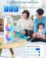 Anubhav Janni Double Fan Ended Spray Portable Cooling Mist With Dual Nozzles and Remote Control Colorful LED Lights USB Rechargeable Swing Perfect for Home Office Outdoor (Pack Of 1 Pcs) - Image 3