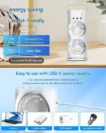 Anubhav Janni Double Fan Ended Spray Portable Cooling Mist With Dual Nozzles and Remote Control Colorful LED Lights USB Rechargeable Swing Perfect for Home Office Outdoor (Pack Of 1 Pcs) - Image 4