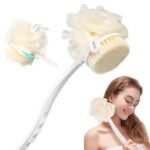 Anubhav Janni 2 in 1 Bath Brush Handle with Bristles and Loofah Shower Back Scrubber Sponge Long for Wet or Dry Men Women Exfoliating With Curved Handled Skin Bath Massage Suitable (pack of 1)