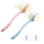 Anubhav Janni 2 in 1 Bath Brush Handle with Bristles and Loofah Shower Back Scrubber Sponge Long for Wet or Dry Men Women Exfoliating With Curved Handled Skin Bath Massage Suitable (pack of 1) - Image 6