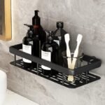 Anubhav Janni Bathroom Rack Black Self-Adhesive Multipurpose Wall Mounted Shelf and for Kitchen Plastic Organiser Without Drill Shelves Accessories Self Adhesive Racks Holder stand (pack of 1) - Image 2