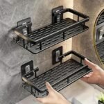 Anubhav Janni Bathroom Rack Black Self-Adhesive Multipurpose Wall Mounted Shelf and for Kitchen Plastic Organiser Without Drill Shelves Accessories Self Adhesive Racks Holder stand (pack of 1) - Image 3