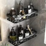 Anubhav Janni Bathroom Rack Black Self-Adhesive Multipurpose Wall Mounted Shelf and for Kitchen Plastic Organiser Without Drill Shelves Accessories Self Adhesive Racks Holder stand (pack of 1) - Image 5