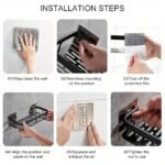 Anubhav Janni Bathroom Rack Black Self-Adhesive Multipurpose Wall Mounted Shelf and for Kitchen Plastic Organiser Without Drill Shelves Accessories Self Adhesive Racks Holder stand (pack of 1) - Image 8