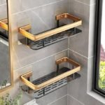 Anubhav Janni Bathroom Rack Golden Wall-Mounted Shelf Multipurpose Self-Adhesive Storage Organizer for Toiletries Accessories No-Drill Rustproof Holder Aluminium Heavy Duty Self (pack of 1) - Image 6