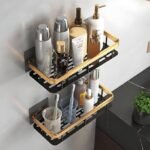 Anubhav Janni Bathroom Rack Golden Wall-Mounted Shelf Multipurpose Self-Adhesive Storage Organizer for Toiletries Accessories No-Drill Rustproof Holder Aluminium Heavy Duty Self (pack of 1) - Image 7