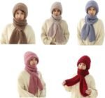 Anubhav Janni 2 in 1 Winter Cap Windproof Scarf With Warm Stole Soft Knitted Beanie Hats with Woolen Mufflers Stylish Caps for Women Girls Integrated Ear Protection Hat Elastic (pack of 1)