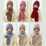 Anubhav Janni 2 in 1 Winter Cap Windproof Scarf With Warm Stole Soft Knitted Beanie Hats with Woolen Mufflers Stylish Caps for Women Girls Integrated Ear Protection Hat Elastic (pack of 1) - Image 2