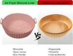 Anubhav Janni Air Fryer Liners Silicone Tray Reusable fryer Basket Liner Round Nonstick Heat Resistant Accessories Easy Clean Cooking Insert with Handles Baking Pot Ear Oven (pack of 1) - Image 6