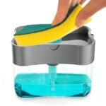 Anubhav Janni Square Soap Dispenser for Kitchen and Sponge Holder Dish Sink dishwashing Dishwasher Liquid Instant Refill Durable Pump Free Countertop Bathroom Accessories (pack of 1)