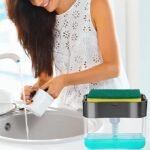 Anubhav Janni Square Soap Dispenser for Kitchen and Sponge Holder Dish Sink dishwashing Dishwasher Liquid Instant Refill Durable Pump Free Countertop Bathroom Accessories (pack of 1) - Image 2