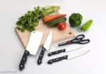Anubhav Janni Kitchen Knife Set with Wooden Chopping Board Scissors Chef for Vegetable Meat Cutting Stainless Scissor Wood Vegetables Fruits Cheese Complete (pack of 1) - Image 9