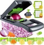 Anubhav Janni 14-in-1 Nicer Dicer Multipurpose Vegetable Fruit Chopper Grater Peeler Slicer Dicer Chipser Food-Grade Body Easy Clean Push Button Kitchen Cutter Tool Nicer Slicer (pack of 1)