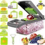 Anubhav Janni 14-in-1 Nicer Dicer Multipurpose Vegetable Fruit Chopper Grater Peeler Slicer Dicer Chipser Food-Grade Body Easy Clean Push Button Kitchen Cutter Tool Nicer Slicer (pack of 1) - Image 2