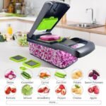 Anubhav Janni 14-in-1 Nicer Dicer Multipurpose Vegetable Fruit Chopper Grater Peeler Slicer Dicer Chipser Food-Grade Body Easy Clean Push Button Kitchen Cutter Tool Nicer Slicer (pack of 1) - Image 6