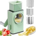 Anubhav Janni 4 in 1 Mandoline Slicer Vegetable Slicer Round Slicer Grater Shredder Salad Maker Large Feed Port Suction Base Cutter for Vegetable Fruit Cookie Oreo Nuts and Cheese Drum (pack of 1)