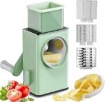 Anubhav Janni 4 in 1 Mandoline Slicer Vegetable Slicer Round Slicer Grater Shredder Salad Maker Large Feed Port Suction Base Cutter for Vegetable Fruit Cookie Oreo Nuts and Cheese Drum (pack of 1)