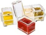 Anubhav Janni 4 Grid Acrylic Home Kitchen Seasoning Mukhwas Rasoi Dry Fruit Easy Flow Spice Box Kit With Spoon-Kitchen Masala Storage Container Organizers Jars Transparent (pack of 1) - Image 2